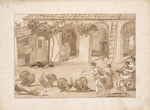 Dindes dans une ferme vénitienne, le troisième dessin de Tiepolo