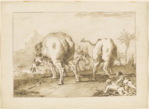 Deux éléphants déchaînés - Giovanni Domenico Tiepolo