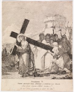 Via crucis - Station V. Simon de Cyrène aide Jésus à porter la croix - Giovanni Domenico Tiepolo