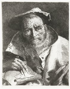 Scientifique avec béret et compas en main - Giovanni Domenico Tiepolo