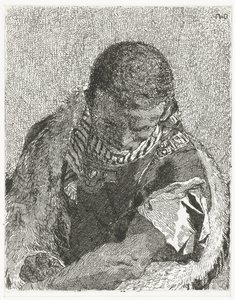 Garçon noir avec la tête baissée (Verzameling hoofden) - Giovanni Domenico Tiepolo