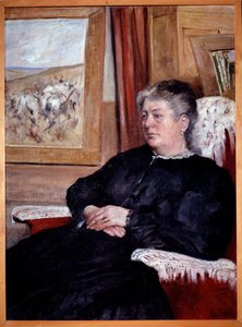 Une vieille femme dans un fauteuil portant une robe noire - Giovanni Fattori