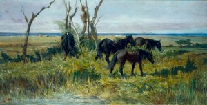 Pâturage en Maremme. Chevaux en pâturage, vers 1872