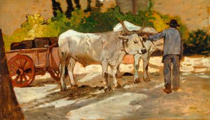 Bœufs dans la cour - Giovanni Fattori