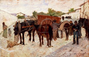 Arrêt en Maremme ou scène de la vie rurale par Giovanni Fattori (1825-1908) - Giovanni Fattori