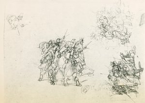 Trois esquisses pour des groupes de soldats - Giovanni Fattori