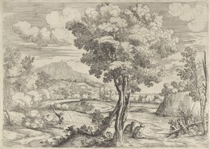Paysage avec oiseau sur une souche - Giovanni Francesco Grimaldi