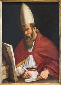 Évêque canonisé, peut-être saint Augustin - Giovanni Francesco Guerrieri