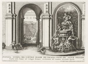 Fontaine dans une cour intérieure du Palazzo Doria Pamphilj à Rome - Giovanni Francesco Venturini