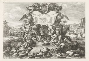 Fontaine avec dédicace et armoiries de Livio Odescalchi - Giovanni Francesco Venturini