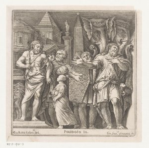 Groupe de figures et deux éléphants dans une ville - Giovanni Francesco Venturini
