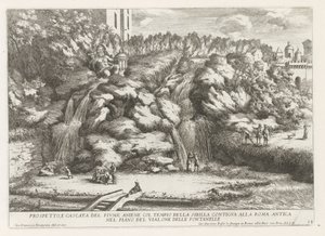 Paysage avec cascade et Temple de la Sibylle Tiburtine à Tivoli