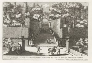 Escalier avec fontaines dans les jardins de la Villa d