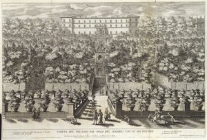 Veduta del Palazzo dal Piano del Giardino con le sue Fontane, de La Fontane, pub. c 1691 - Giovanni Francesco Venturini