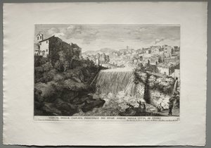 Veduta della Cascata Principale del Fiume Aniene nelle città di Tivoli