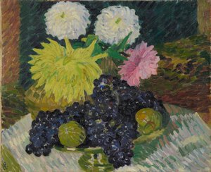 Dahlias et raisins