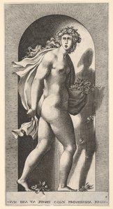 Planche 8 : Proserpine, debout dans une niche, tournant à droite en tenant un manteau, 1526 - Giovanni Jacopo Caraglio