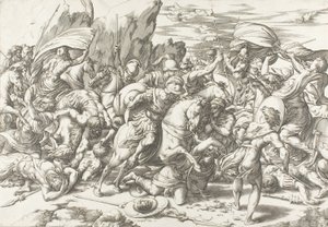 La bataille autour du bouclier et de la lance - Giovanni Jacopo Caraglio