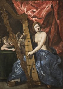 Vénus jouant de la harpe - Giovanni Lanfranco