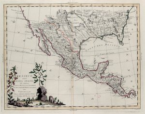 Mexique ou Nouvelle-Espagne contenant le Nouveau-Mexique, la Californie avec une partie des pays adjacents, du Tome IV du Nouvel Atlas, gravé par G. Zuliani, 1785 - Giovanni Marco Pitteri