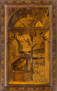 Chœur canonial en bois, incrusté par Giovanni Maria Platina 1484, stalle supérieure