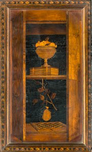 Chœur canonial en bois, Marqueterie par Giovanni Maria Platina 1484, Stalle supérieure - Giovanni Maria Platina
