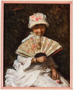 Dame avec éventail - Giovanni Muzzioli