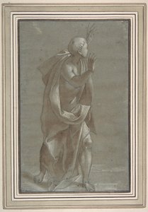 Figure masculine drapée debout avec les mains levées, 1565-71 - Giovanni Paolo Lomazzo
