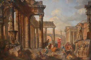 Ruines romaines avec un prédicateur