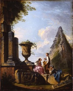 Caprices de ruines classiques avec philosophes discutant