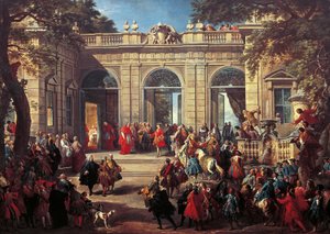 Charles III de Bourbon en visite chez le pape Benoît XIV à la Maison du Café du Quirinal - Giovanni Paolo Pannini
