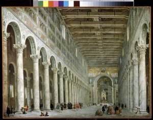 Intérieur de la Basilique Saint Paul en dehors des murs à Rome - Giovanni Paolo Pannini