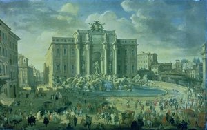 La Fontaine de Trevi à Rome - Giovanni Paolo Pannini