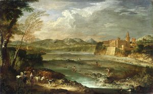 La vallée de Trebbia avec le château de Rivalta, vers 1720