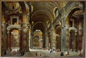 Le prélat, diplomate et poète Melchior de Polignac visitant la basilique Saint-Pierre de Rome - Giovanni Paolo Pannini