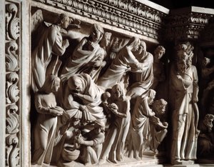 Détail des reliefs de la chaire réalisée par Giovanni Pisano : l