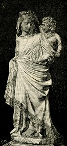 Madone et Enfant, statue de Giovanni Pisano, cathédrale de Prato, Toscane, Italie, gravure sur bois de Le cento città d