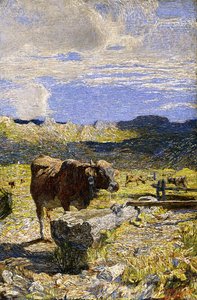 Vache brune buvant à un abreuvoir, 1892