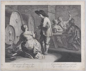 Une serveuse remplissant des chopes, 1760-70