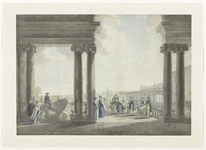 Vue sur les jardins de la Villa Médicis à Rome - Giovanni Volpato
