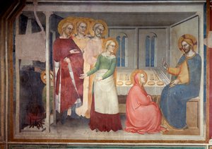 La vie de la Vierge : Christ dans la maison de Marthe et Marie - Giovanni da Milano