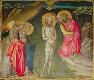 Le baptême du Christ (huile sur panneau) - Giovanni dal (attr. to) Ponte