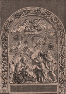 Nativité par Giovanni della Robbia (1469-1529 ou 1530), Pinacothèque de Città di Castello, Ombrie, Italie, gravure sur bois de Le cento città d
