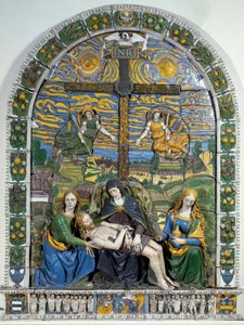 La Déposition (Pietà) Jésus-Christ et la Vierge Marie entourés de Saint Jean et Sainte Marie-Madeleine devant la croix avec l