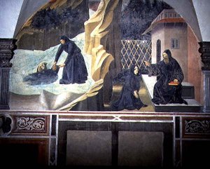 Saint Benoît envoyant Mauro sauver Placidus de la noyade dans le lac (détail)