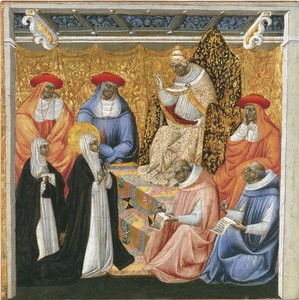 Sainte Catherine de Sienne devant le pape à Avignon - Giovanni di Paolo