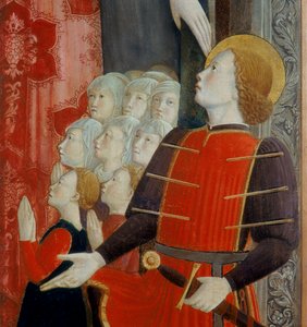 Détail de Saint Sébastien, Madonna della Misericordia avec Saint Venance et Saint Sébastien, 1463 - Girolamo Giovanni