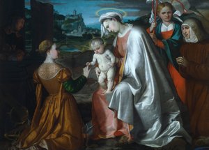 Mariage mystique de Sainte Catherine en présence des saints Ursule, Laurent et Angèle Mérici, par Girolamo Romanino - Girolamo Romanino