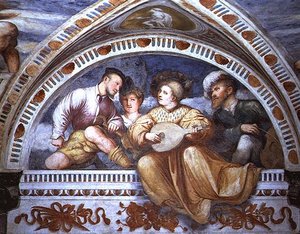 Le Concert : instruments à cordes, lunette - Girolamo Romanino
