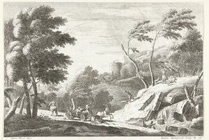 Paysage avec orage et animaux effrayés près d